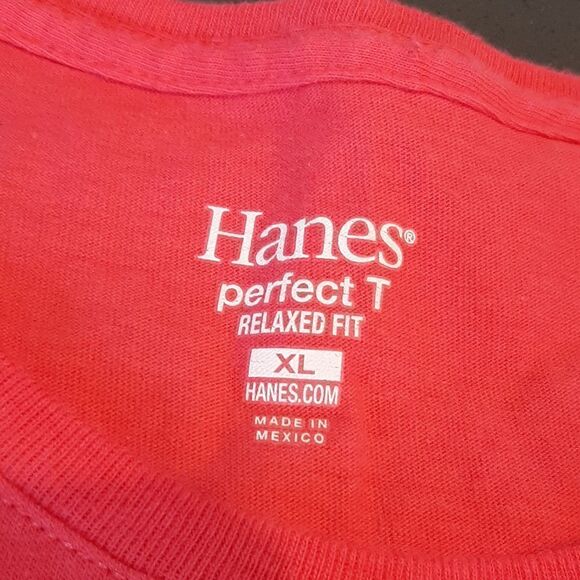 Hanes Perfect T Relaxed Fit Tee Shirt with Silver/Pink Flower - Picture 4 of 6